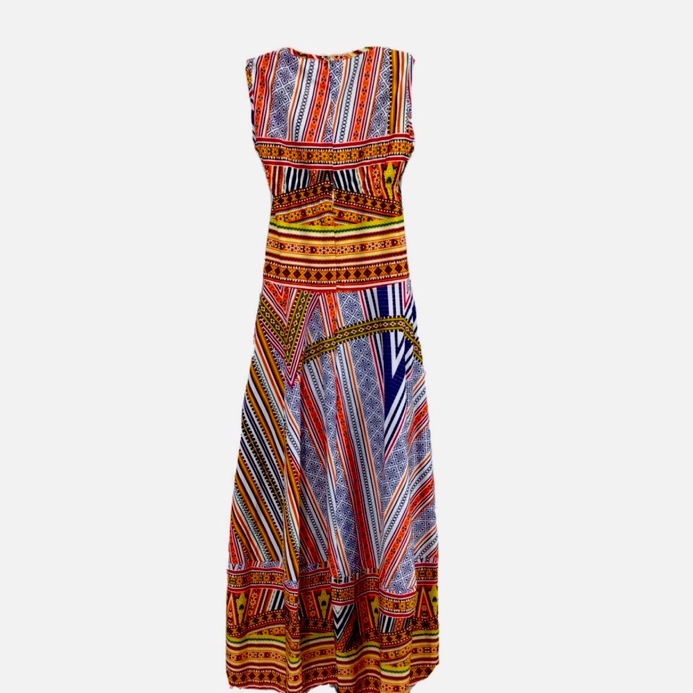 Colorful Striped Bohemian Gypsy Festival Maxi Dress